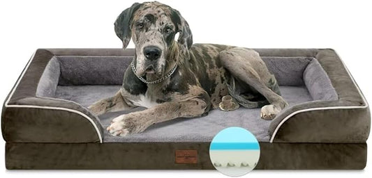 Comfort Expression Orthopedic Dog Bed for Extra Large Dogs 53x42 Inch, Waterproof Memory Foam XXL Pet Bed with Removable Bolsters, Dog Couch with Washable Cover & Non-Slip Bottom, Olive Green