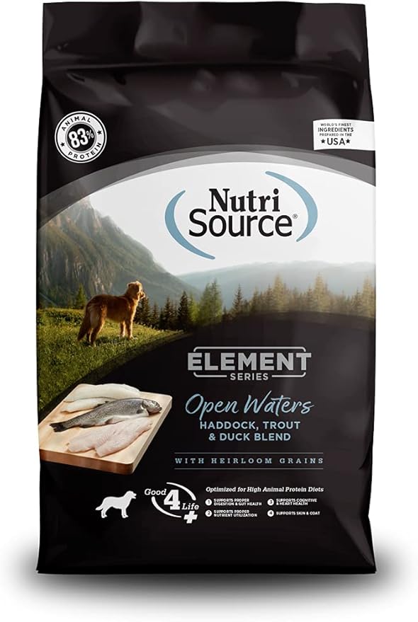 NutriSource Element Series Open Waters Dry Dog Food, Haddock, Trout and Duck, 12LB