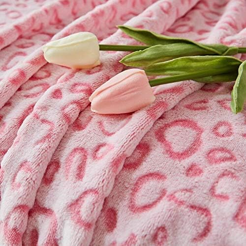 FY FIBER HOUSE Pink Throw Blanket Leopard Print Blanket Flannel Fleece Cheetah Print Cute Plush Throw for Couch, 50"X60"