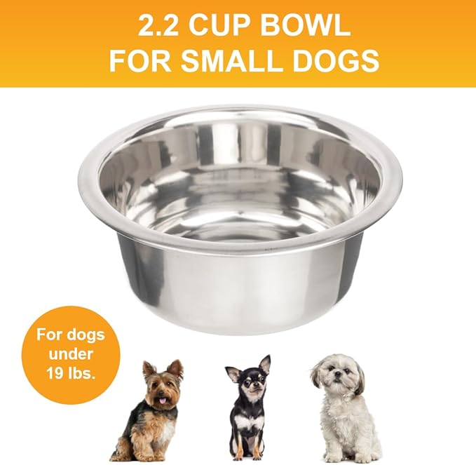 Neater Pet Brands 2.2 Cup (18 oz.) Stainless Steel Dog Bowls, Set of 2 Neater Feeder Replacement Bowls (Small Deluxe Model), Dog Food Bowl & Water Bowl, Dishwasher Safe Metal Dish for Cat & Small Dogs