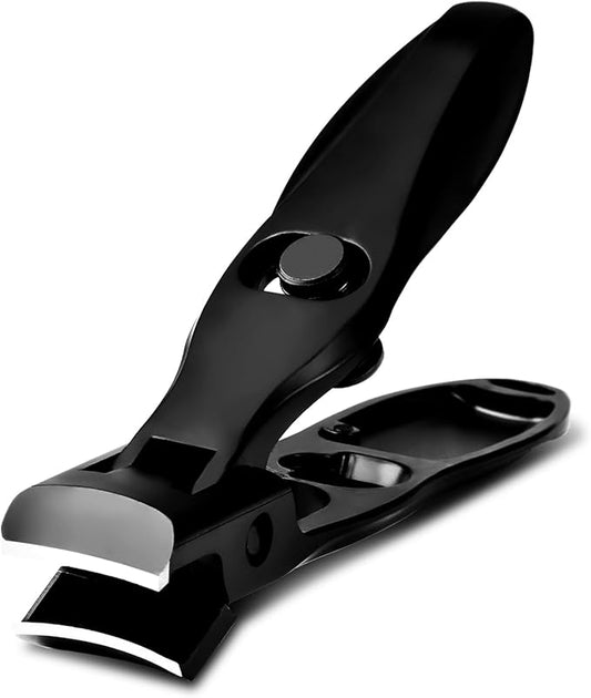 German Nail Clippers, Premium Stainless Steel Wide Jaw Anti Splash Design,Ultra Sharp Heavy Duty Clippers with Ergonomic Lever,Perfect for Men,Women, and Seniors(Black)