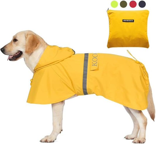 Pet Large Dog Raincoat Apparel Poncho Waterproof for Medium Large Sized for Dog Raincoat Clothes (Yellow, 4XL)