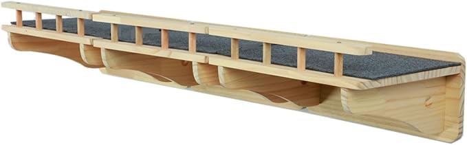 SHENGOCASE 47.2" x 11.8" Natural Solid Wood Wall Mounted Cat Shelves, Superhighway Walkway Balcony Wall Furniture, Steps Stairs, Perch