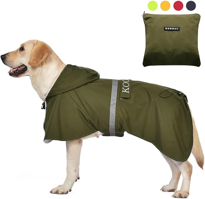 Pet Large Dog Raincoat Apparel Poncho Waterproof for Medium Large Sized for Dog Raincoat Clothes Jacket (4XL, Green)
