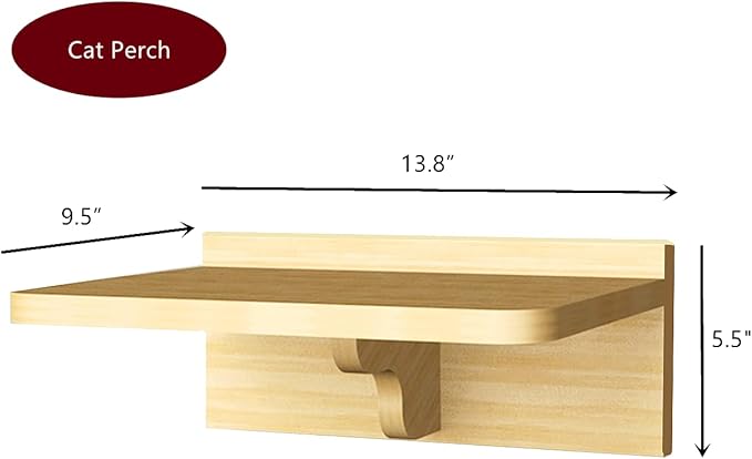 SHENGOCASE Solid Wood Wall Mounted Carpet-Covered Cat Shelves, Cat Wall Furnitures, Floating Shelves, Steps Stairs Perch