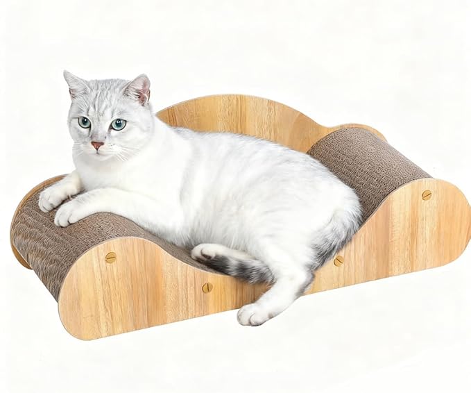 Cat Scratcher Cardboard, Scratching Pad House Bed Furniture Protector, Infinity Shape, Curved (Wood, Round Sofa)