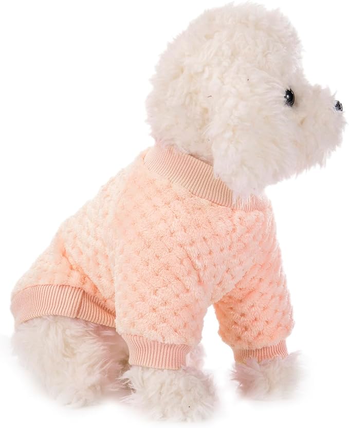 POMIU Dog Sweater, Dog Sweaters for Small Medium Dogs or Cat, Warm Soft Flannel Pet Clothes for Dogs Girl or Boy, Dog Shirt Coat Jacket (Peach+Purple+Rose, Medium)