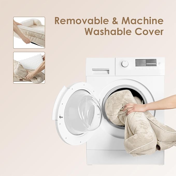 EHEYCIGA Orthopedic Dog Beds for Extra Large Dogs, Waterproof Memory Foam XXL Dog Bed with Sides, Non-Slip Bottom and Egg-Crate Foam Big Pet Couch Bed with Washable Removable Cover, Beige