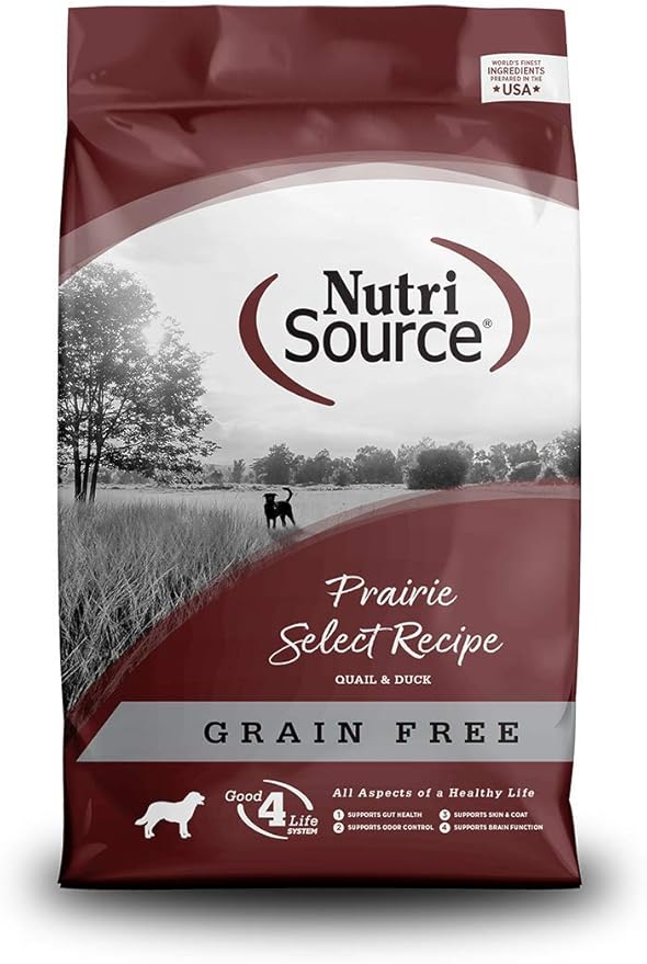 NutriSource Prairie Select Grain-Free Dog Food, Made with Quail and Duck, 5LB, Dry Dog Food