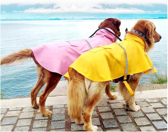 HAPEE Dog Raincoats with Reflective Strip Hoodie,Poncho Jacket for Large Dogs (C3-Lake Blue, 30C (Back Length 30"))