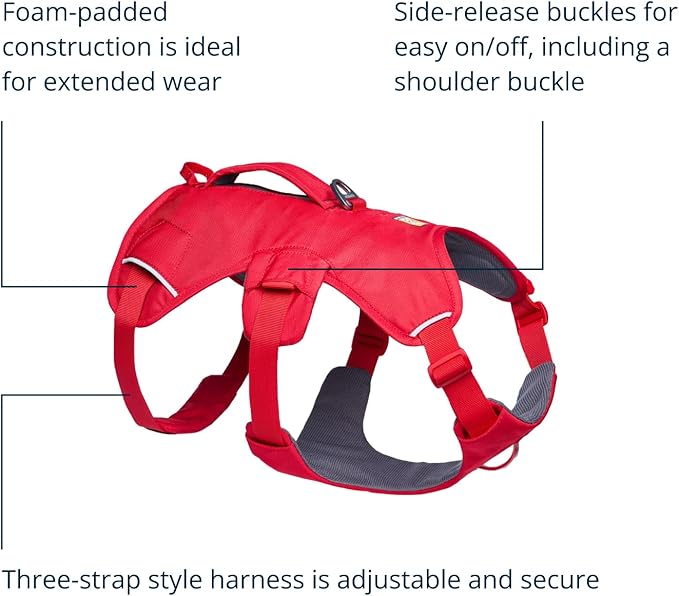 Ruffwear, Web Master, Multi-Use Support Dog Harness, Hiking and Trail Running, Service and Working, Everyday Wear, Red Canyon, X-Small