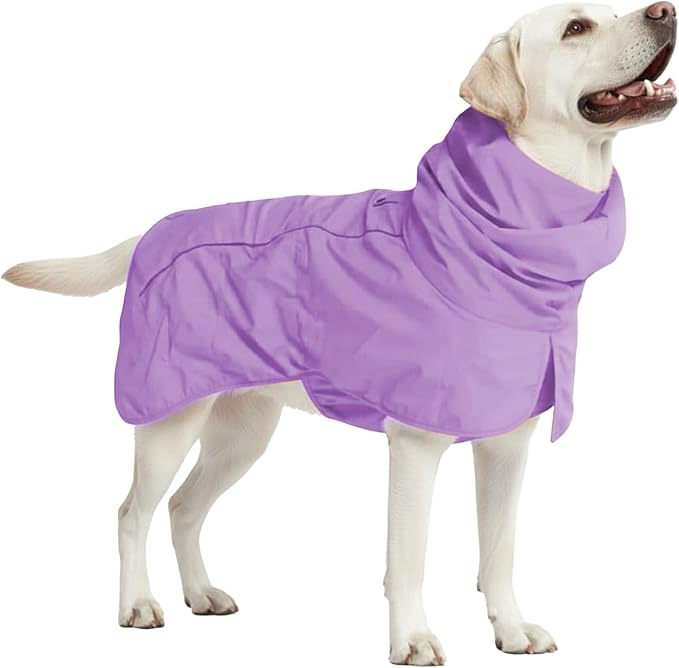 Spark Paws Dog Raincoat, Waterproof Windproof Rain Jacket, for Small Medium Large Extra Large Dogs, Reflective Breathable Full-Body Coverage Dry Suit - Purple - 4XL