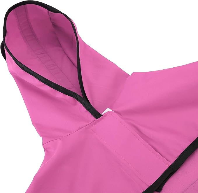 HDE Dog Raincoat Jacket Reflective Adjustable Hooded Pet Poncho Rain Coat with Leash Hole for Small to X-Large Dogs Pink - L