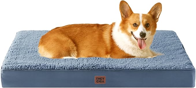 EHEYCIGA Orthopedic Medium Dog Beds for Small Dogs with Removable Washable Cover for Crate, Spa Blue, 30x20