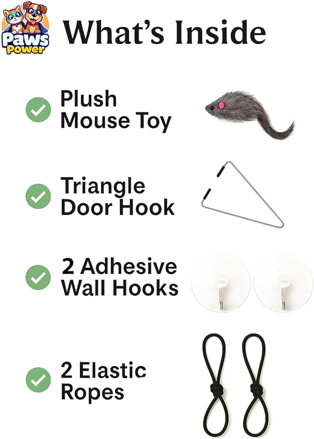 Self Play Hanging Door Cat Mouse Toy - Interactive Cat Toys for Indoor Cats - Fun Hunting Exercise for Bored Adult Cats & Kittens - Top Hanging Cat Toy for Indoor Play (Extended Package)