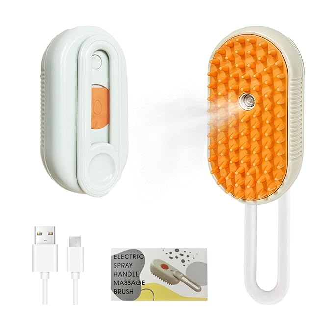 Multifunctional Steam Pet Brush, Suitable For Cats And Dogs, anti-static Cat Grooming Products (orange)
