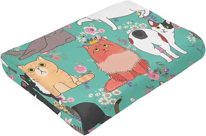Cat Gifts Blanket 50"X40" Bed Throw Blanket Soft Lightweight Cozy Warm Blankets for Kids Teens Men Women