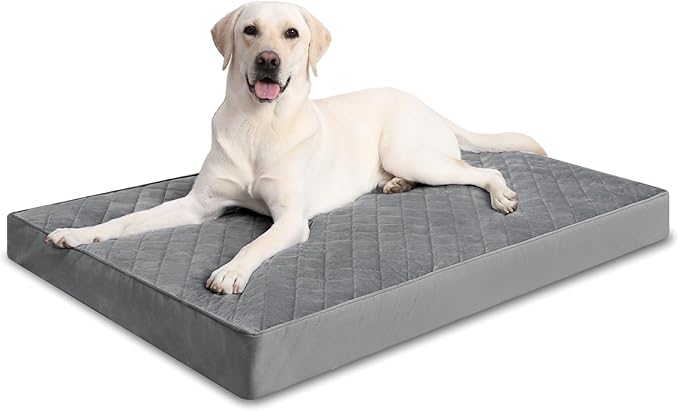 Orthopedic XL Dog Beds Large Sized Dog Waterproof Pet Bed for Crate with Removable Washable Cover and Non-Slip Bottom, 41x27 Inch, Dark Gray