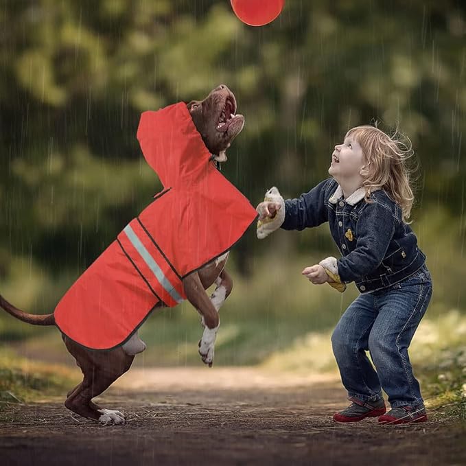 Reflective Dog Raincoat - Adjustable Hooded Pet Rain Coat Jacket, Waterproof Dog Slicker Poncho for Small to X- Large Dogs and Puppies (Red, X-Large)