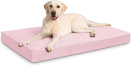 Orthopedic Dog Beds for Extra Large Dogs Waterproof Pet Kennel Pad with Removable Washable Cover and Non-Slip Bottom, 47x29 Inch, Pink