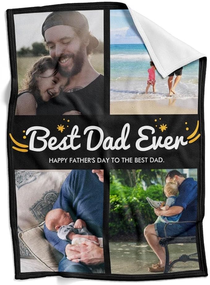Personalized Dad Blanket, Custom Blanket with Photo, Customized Photo Blankets, Customizable Blankets, Personalized Birthday Gifts for Dad, Baby, Kid, Family