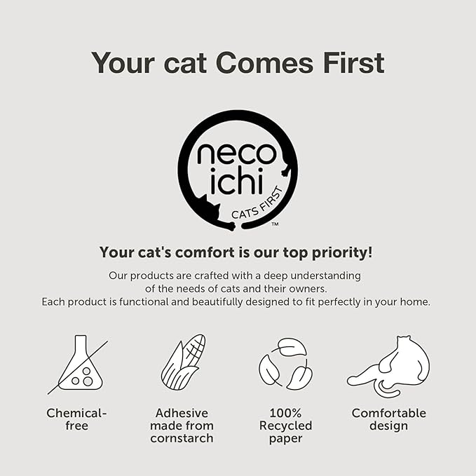 Necoichi Cardboard Cat Scratcher Bed for Indoor Cats - Cat Scratching Board (16" Regular, a.Oak Lounge)