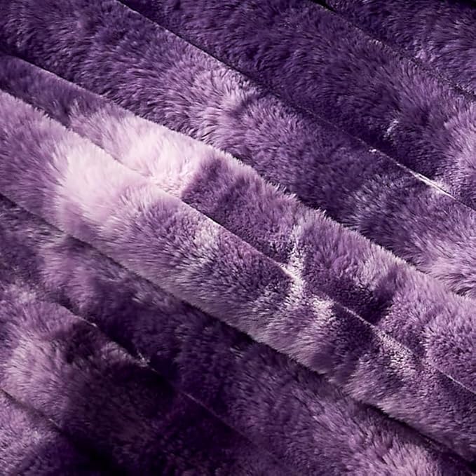 Cozy Bliss Faux Fur Throw Blanket for Couch, Cozy Warm Plush Striped Blanket for Sofa Bedroom Living Room, 60 * 80 Inches Tie-dye Purple