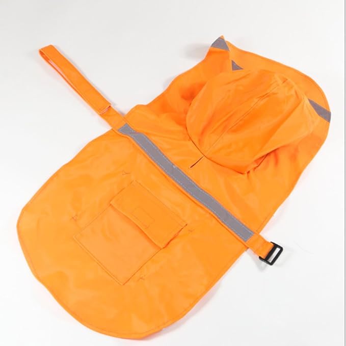 NACOCO Large Dog Raincoat Adjustable Pet Water Proof Clothes Lightweight Rain Jacket Poncho Hoodies with Strip Reflective (L, Orange)