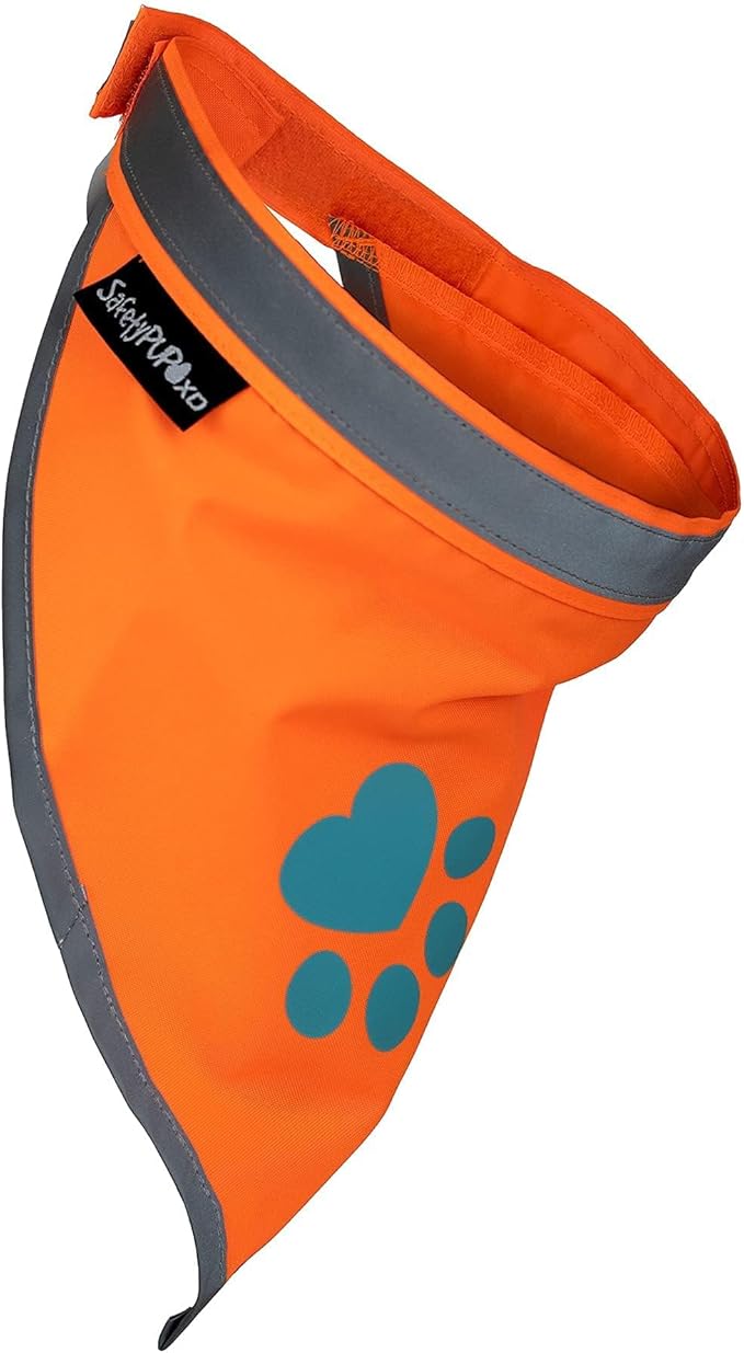 Bandana for Dogs. Blaze Orange Dog Scarf with Reflective Elements is a Perfect Pet Bandana Collar for Girl and Boy Dogs. Enhance Your Dog Walking Accessories with Our High-Visibility Handkerchief