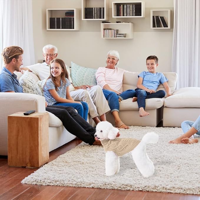 BINGPET Thermal Knitted Dog Sweater for Small Medium Large Dogs,Winter Dog Cat Coat Warm Sweartershirts Outfits,Classic Cable Knit Turtleneck Pullover Dog Jumper Coat Warm Sweartershirts