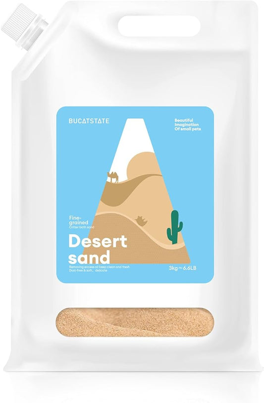 BUCATSTATE Hamster Bath Sand with Pour Spout, 6.6LB Desert Bath Sand | No-Dust Potty Litter Calcium-Free Sand for Hamster Chinchillas Gerbil Mice Degu or Other Small Pets (Fine Sand)
