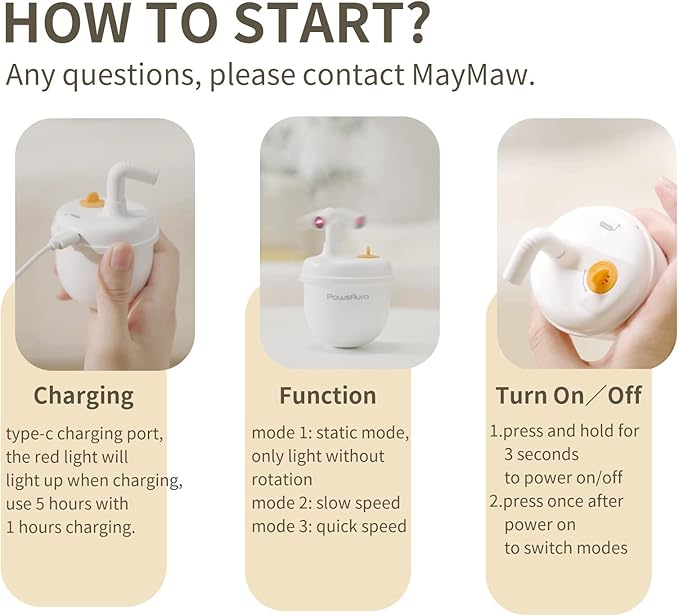 MayMaw Automatic Cat Laser Toy - 360° Self-Balancing Laser with 3 Adjustable Speeds & USB Rechargeable Interactive Toy for Bored Indoor Cats (White)