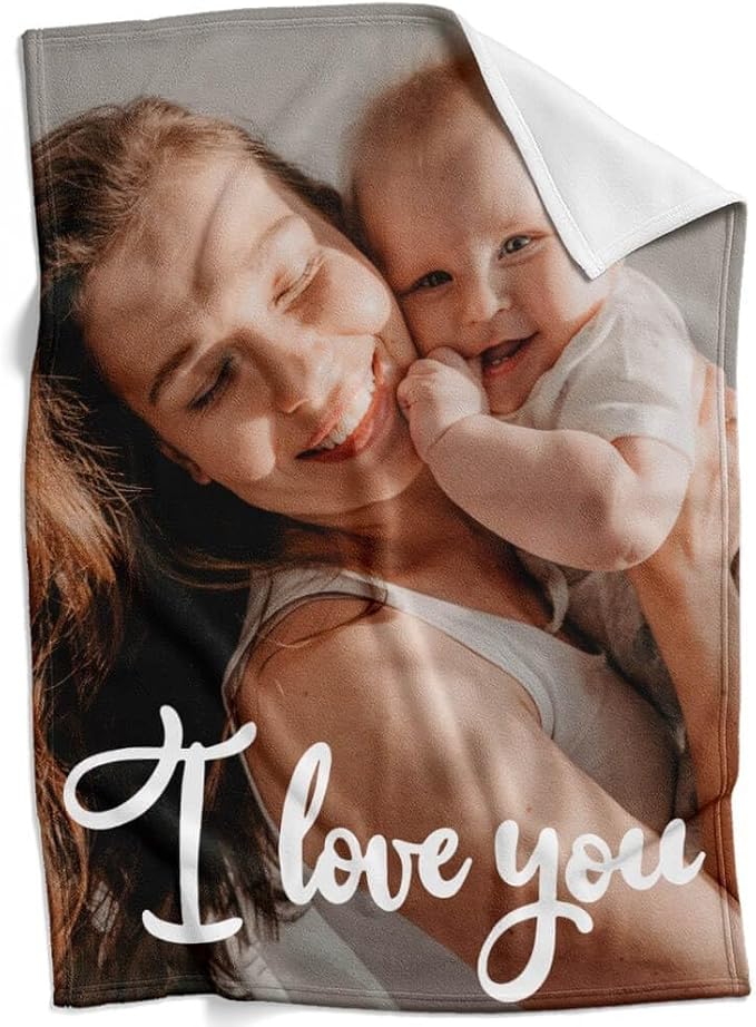 Personalized Mom Blanket, Custom Blanket with Photo, Customized Photo Blankets, Customizable Blankets, Personalized Birthday Gifts for Mom, Baby, Kid, Family