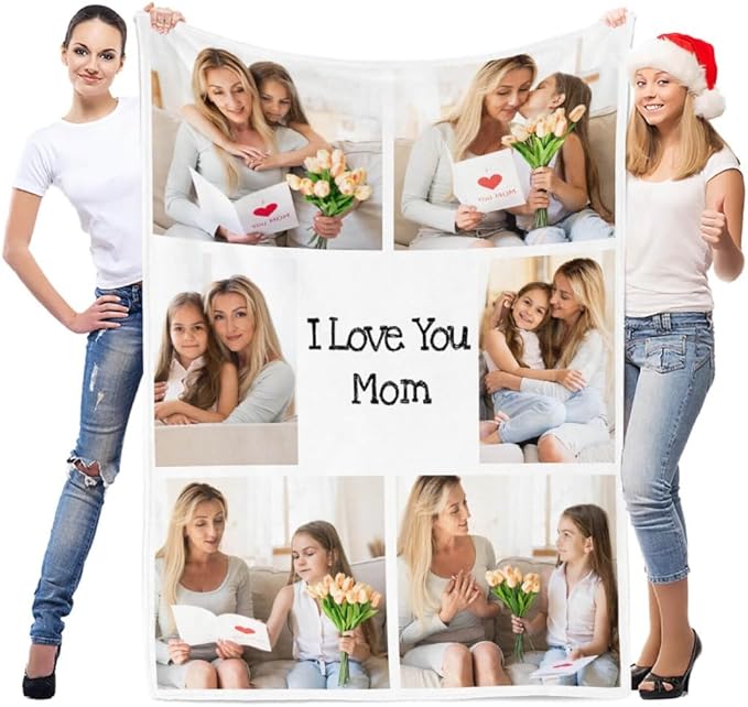 Personalized Mom Blankets, Custom Photo Blanket, Personalized Blanket with Photo, Customized Picture Blankets, Personalized Birthday Gifts for Mom, Baby, Kid, Family