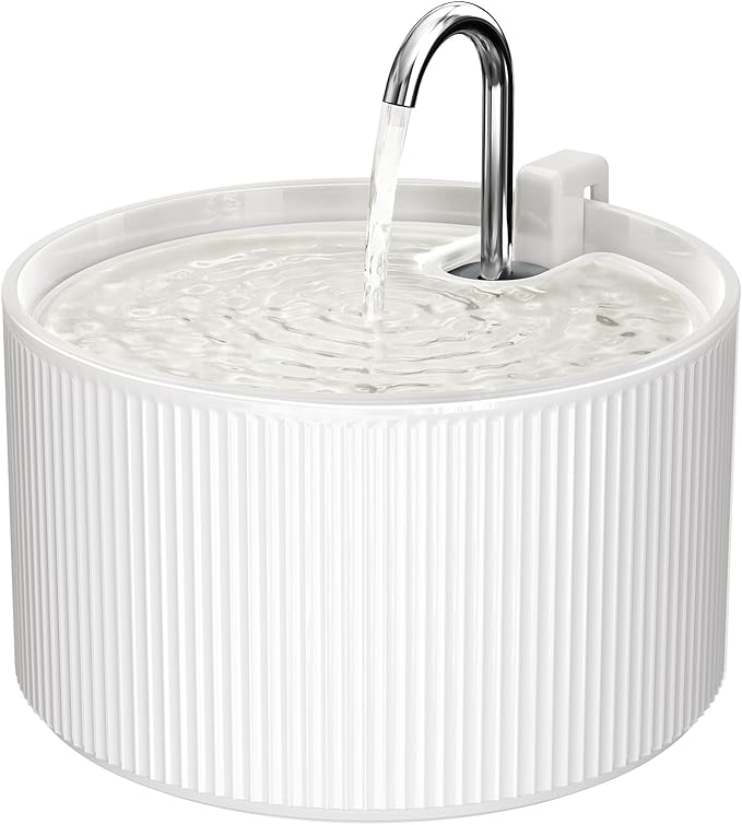 Ceramic Cat Water Fountain, 2.2L/74oz Cat Fountains for Drinking Indoor, Automatic Pet Water Dispenser with Ultra-Quiet Pump and Replacement Filter, Kitty Watering Supplies, Easy Clean BPA-Free