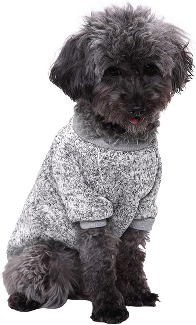 Jecikelon Dog Clothes Dogs Sweater Soft Puppies Clothing Winter Puppy Sweaters Warm Outfit for Dogs Small XXS XS Cat Apparel (Grey, XXS)
