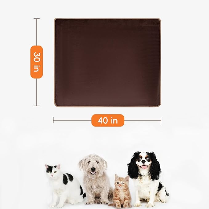 Waterproof Dog Blankets Brown, 30"x40" Cat Blanket for Indoor Cats, Soft Fluffy Sofa Car Bed Protector, Reversible Leakproof Flannel Puppy Blanket for Small Medium Dogs