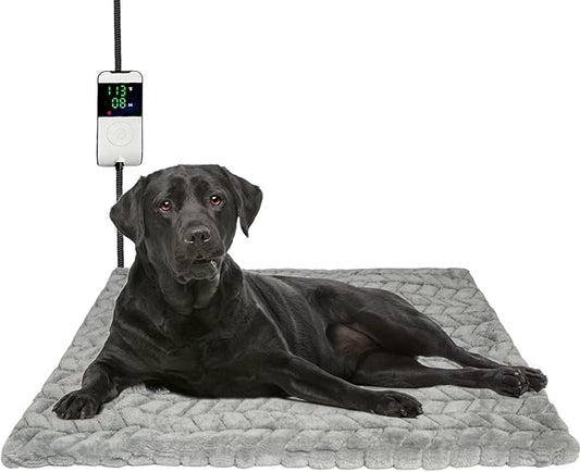 Dog Heating Bed, Chew-Proof Cord, Waterproof, Adjustable Temp, Perfect for Puppies & Kittens, Electric Heating for Pregnant & Newborn Pets (L)