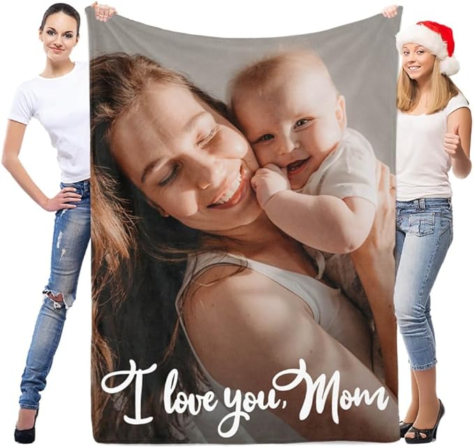 Personalized Mom Blanket, Custom Blanket with Photo, Customized Photo Blankets, Customizable Blankets, Personalized Birthday Gifts for Mom, Baby, Kid, Family