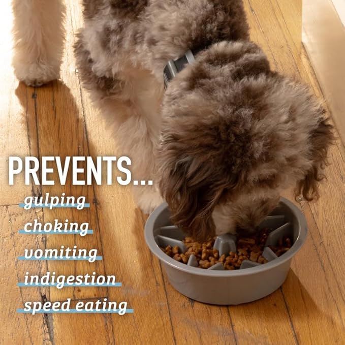 Leash Boss Slow Feeder Dog Bowls - Cup Maze Puzzle Food Bowl with Feeder Holes, Fits into Elevated Pet Feeders - Slow Eating for Large, Medium & Small Sized Breeds