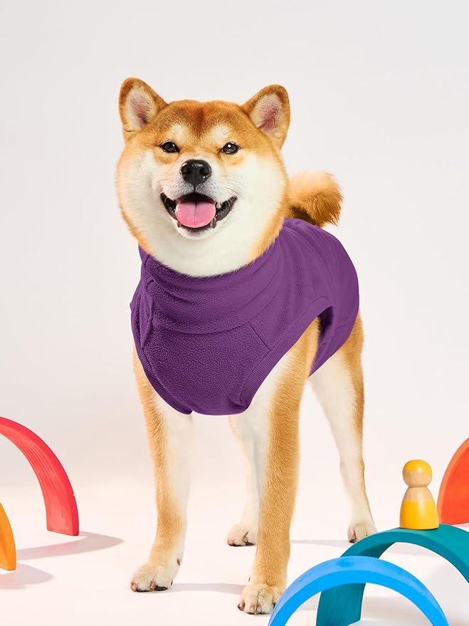 Haloumoning Fleece Dog Sweater Turtleneck Pullover Sweatshirt Pet Winter Warm Clothes