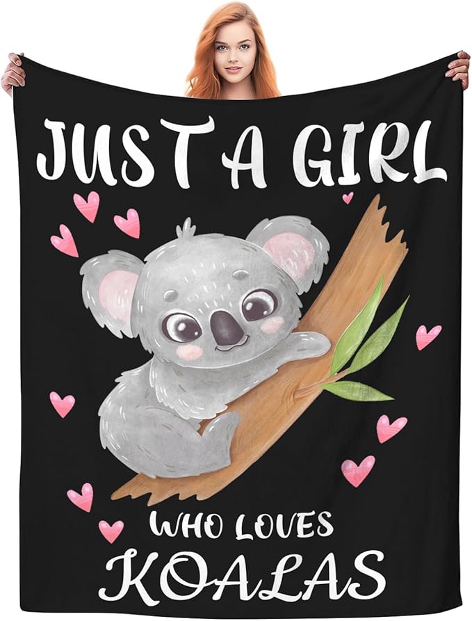 Koala Blanket Ultra Soft Flannel Throw Blanket Just a Girl Who Loves Koalas Blankets for Kids Adults Women Gifts 60"X 50"