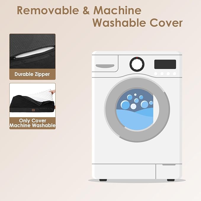 EHEYCIGA Orthopedic Medium Dog Beds for Small Dogs with Removable Washable Cover for Crate, Black, 30x20