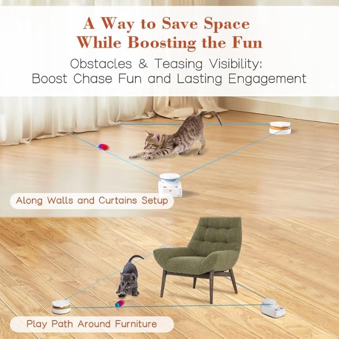 Interactive Cat Toy for Indoor Cats – Automatic Moving & Enrichment Toy for Indoor Cats/Kitten, Auto/Manual Control Cat Treadmill for Exercise & Mental Stimulation, Stimulating Chase Toys(H1K2)