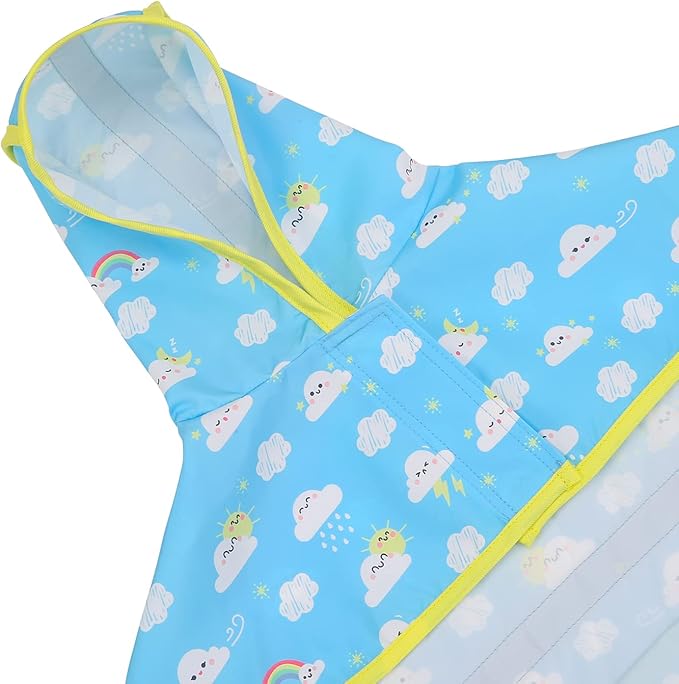 HDE Dog Raincoat Jacket Reflective Adjustable Hooded Pet Poncho Rain Coat with Leash Hole for Small to X-Large Dogs Cartoon Storm - L