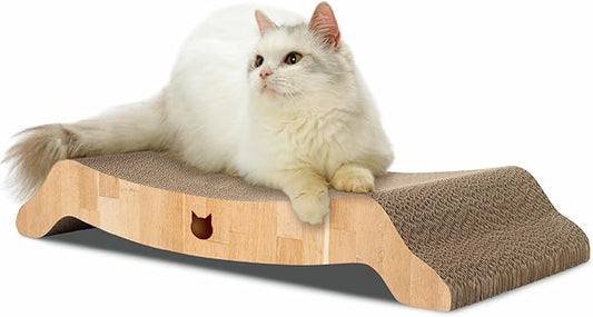 Necoichi Premium Comfort Series Cat Scratcher Curved Lounger and Scratcher Bed (c.Oak Bed, Large)