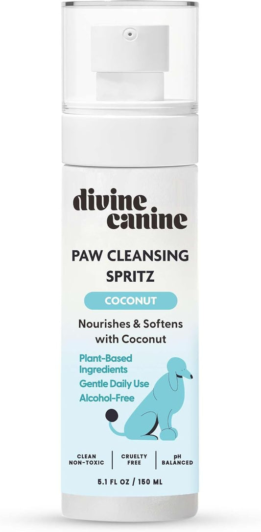 Dog Paw Cleaner - 5.1 Fl Oz of Alcohol Free Paw Cleansing Spray - Made with Coconut, Aloe, Copaiba Oil, and Lemongrass Oil to Nourish and Clean Paws - Made in The USA