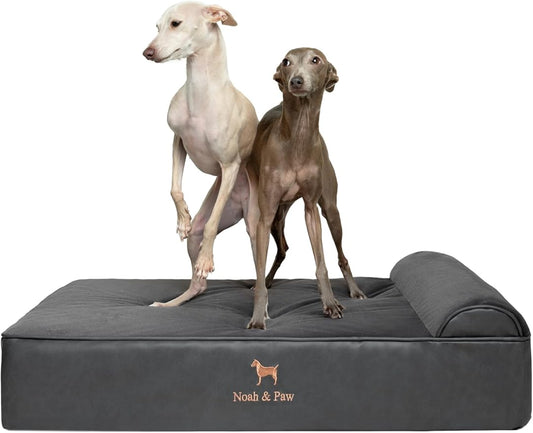 NOAH & PAW Large Dog Bed, 35x25x8.7 Inch, Orthopedic Dog Beds, Eggshell Memory Foam Infused with Cooling Gel, Waterproof, Machine Washable, Includes Inner Cover (Faux Leather)