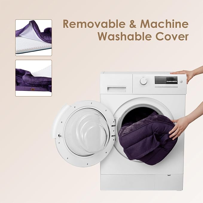 EHEYCIGA Orthopedic Dog Beds for Large Dogs, Waterproof Memory Foam Large Dog Bed with Sides, Non-Slip Bottom and Egg-Crate Foam Pet Couch Bed with Washable Removable Cover, Purple