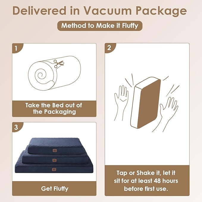 EHEYCIGA Orthopedic Dog Beds for Large Dogs with Removable Washable Cover for Crate, Navy, 35x23